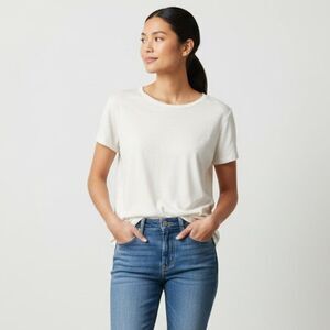 Eileen Fisher Ivory Cream Short Sleeve T-Shirt Size Large